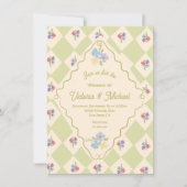 ワイルドフラワーシードパケットハンドドロー結婚ド 招待状 (正面)