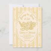 ワイルドフラワーシードパケット手描きリハーサルディナー 招待状 (正面)