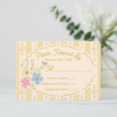 ワイルドフラワーシードパケット手描きRSVP応答 招待状 (スタンド正面)