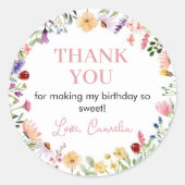 ワイルドフラワーシールのラベル誕生日ベビーシャワー ラウンドシール (正面)