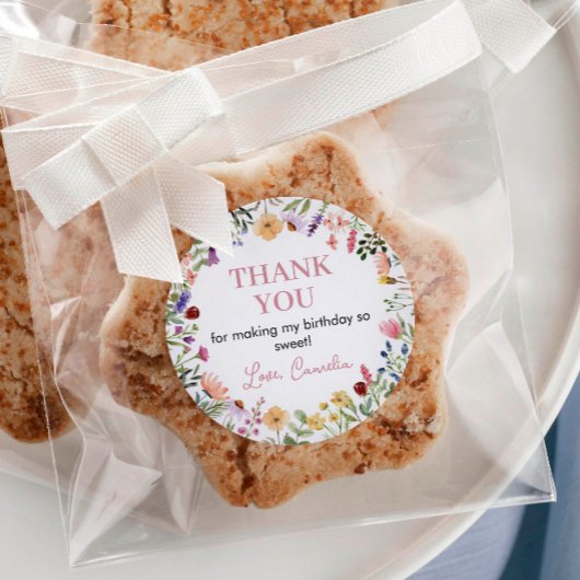 ワイルドフラワーシールのラベル誕生日ベビーシャワー ラウンドシール