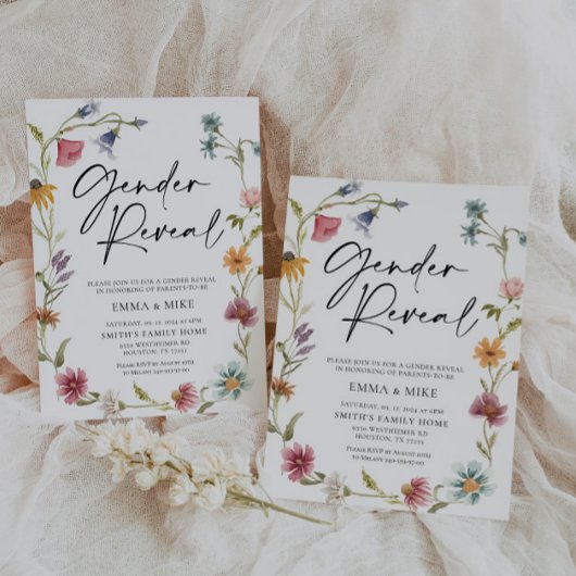 ワイルドフラワージェンダーリビール招待状 招待状