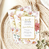 ワイルドフラワージェントルフローラスウィート16誕生日 招待状