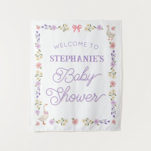 ワイルドフラワージェーズウォーター色ベビーシャワー タペストリー (正面)