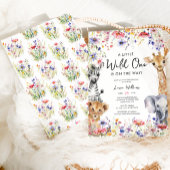 ワイルドフラワージャングルサファリアニマルガールベビーシャワー 招待状