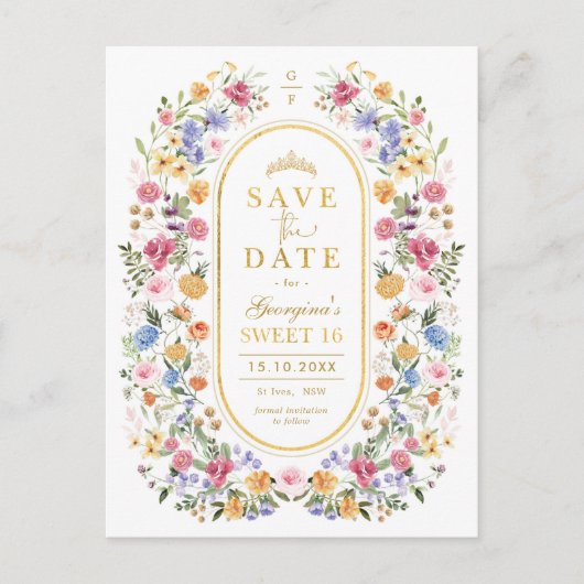 ワイルドフラワースウィート16キンセアニェラ日付を保存 案内ポストカード (正面)