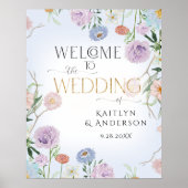 ワイルドフラワースカイブルーフローラ歓迎結婚ズ ポスター (正面)