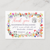 ワイルドフラワースクリプトオーダーのロ感謝していゴをqr 名刺 (正面)