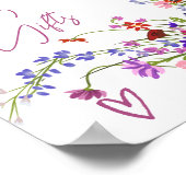 ワイルドフラワースクリプトカードギフトブライダルシャワー ポスター (角)