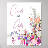 ワイルドフラワースクリプトカードギフトブライダルシャワー ポスター (正面)
