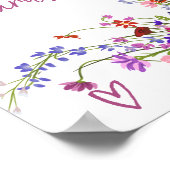 ワイルドフラワースクリプトカードブライダルシャワー ポスター (角)