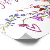 ワイルドフラワースクリプトギフトブライダルシャワー ポスター (角)