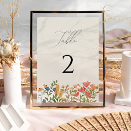 ワイルドフラワースクリプトテーブルナンバーカード 招待状