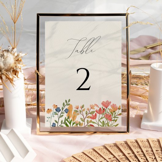 ワイルドフラワースクリプトテーブルナンバーカード 招待状
