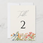 ワイルドフラワースクリプトテーブルナンバーカード 招待状 (正面)
