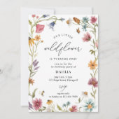 ワイルドフラワースクリプトフローラボホガール1st誕生日 招待状 (正面)