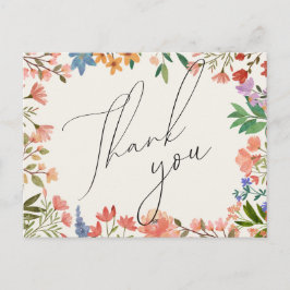 ワイルドフラワースクリプト結婚式感謝カード ポストカード