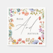 ワイルドフラワースクリプト スタンダードカクテルナプキン (正面)