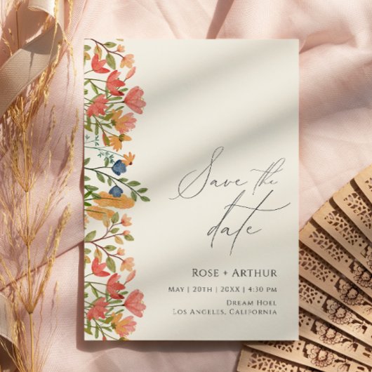 ワイルドフラワースクリプト セーブ・ザ・デート 招待状