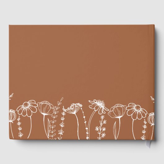 ワイルドフラワースケッチ焼きオレンジ結婚色 ゲストブック (裏面)