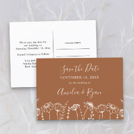 ワイルドフラワースケッチ燃えたオレンジ日付保存 案内ポストカード