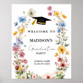 ワイルドフラワースタイリッシュの牧草地卒業ウェルカムサイン ポスター (正面)