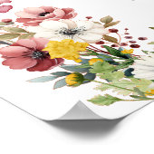 ワイルドフラワースタイリッシュの牧草地卒業ウェルカムサイン ポスター (角)