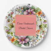 ワイルドフラワースタイリッシュズブライダルシャワー ペーパープレート (正面)