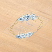 ワイルドフラワースタイリッシュダスティブルーガーデンバプテスマ アクリル招待状 (レイダウン)