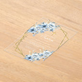 ワイルドフラワースタイリッシュダスティブルーガーデンバプテスマ アクリル招待状 (レイダウン)