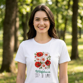 ワイルドフラワーステートオブマインド 赤白ポピー フローラル トライブレンドＴシャツ
