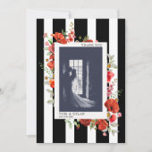 ワイルドフラワーストライプ結婚の写真サンキューカード サンキューカード (正面)