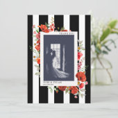 ワイルドフラワーストライプ結婚の写真サンキューカード サンキューカード (スタンド正面)