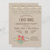 ワイルドフラワーストリングライトI do BBQ婚約 招待状 (正面/裏面)