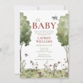 ワイルドフラワーストロベリーサマーオーベビーシャワー 招待状 (正面)