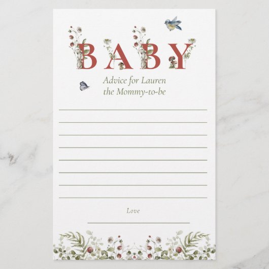 ワイルドフラワーストロベリーベビーシャワー親アドバイス チラシ (正面)