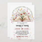 ワイルドフラワーストーリーブックニューチャプターベイビーシャワー 招待状 (正面/裏面)