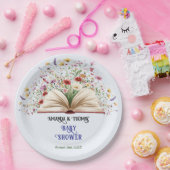 ワイルドフラワーストーリーブックブルーベビーシャワー ペーパープレート (パーティー)
