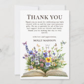 ワイルドフラワーストーリーブックベビーシャワーサンキューカード サンキューカード (正面)