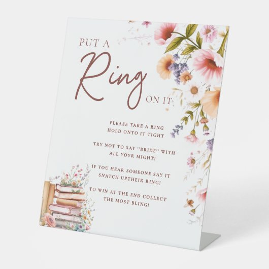 ワイルドフラワーストーリーブックボホItにリングや輪を置くブライダル 台座サイン (正面)