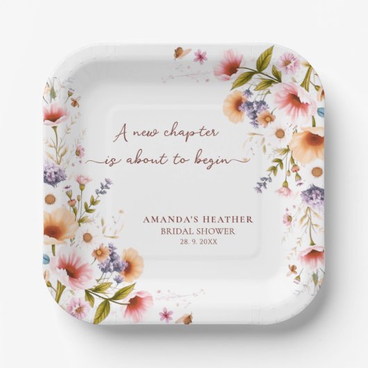 ワイルドフラワーストーリーブック ブライダルシャワーパーティー ペーパープレート (正面)