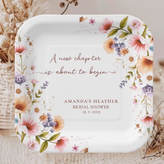 ワイルドフラワーストーリーブック ブライダルシャワーパーティー ペーパープレート