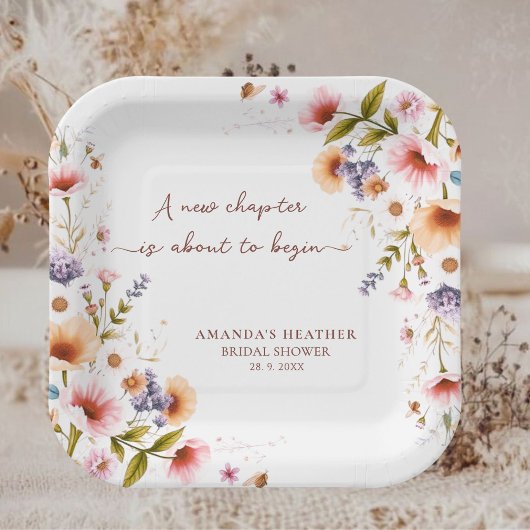 ワイルドフラワーストーリーブック ブライダルシャワーパーティー ペーパープレート