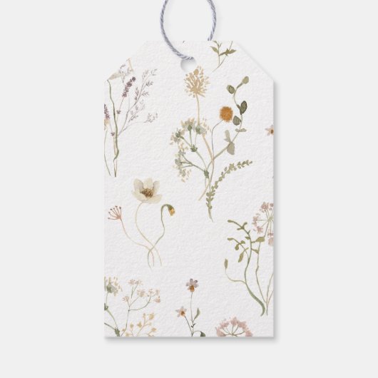 ワイルドフラワースプリングブライダルシャワーガールギフトタグ ギフトタグ (裏面)