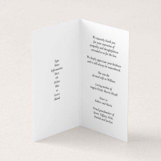 ワイルドフラワーズお祝いのライフフォト祈りの言葉カード 名刺 (内部)