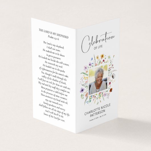 ワイルドフラワーズお祝いのライフフォト祈りの言葉カード 名刺 (外部)