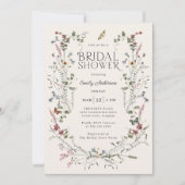 ワイルドフラワーズと蝶フローラブライダルシャワー 招待状 (正面)