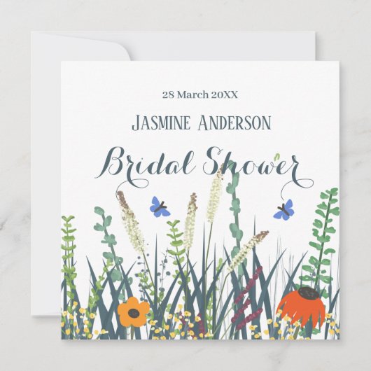 ワイルドフラワーズと蝶ブライダルシャワークラス セーブザデート (正面)