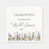 ワイルドフラワーズと蝶ブライダルシャワーパーティー スタンダードカクテルナプキン (正面)