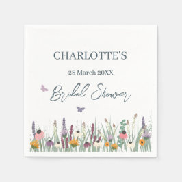 ワイルドフラワーズと蝶ブライダルシャワーパーティー スタンダードカクテルナプキン